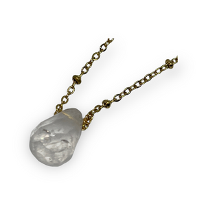 Faceted Dewdrop Gemstone Golden Necklace