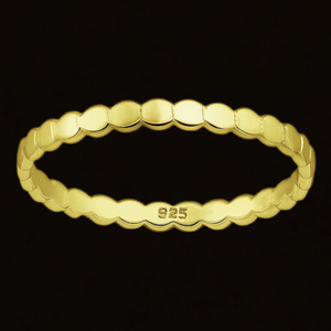Golden Flat Ovals Sterling Silver Band Ring