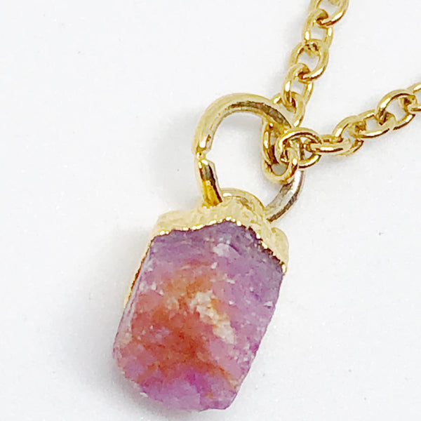 Mini Birthstone Gemstone Nuggets Golden Necklace