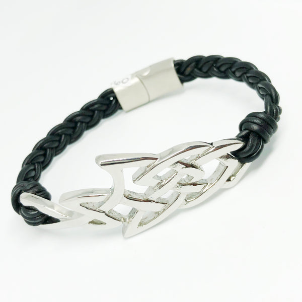 Shark Stainless Steel Braided Leather Bracelet