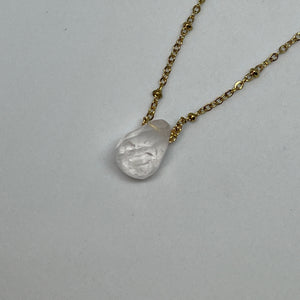 Faceted Dewdrop Gemstone Golden Necklace