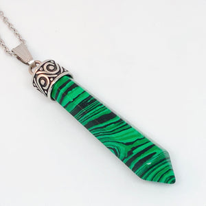 Large Gemstone Points Stainless Steel Necklace