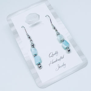 Larimar Nugget Gemstone Dangle Earrings