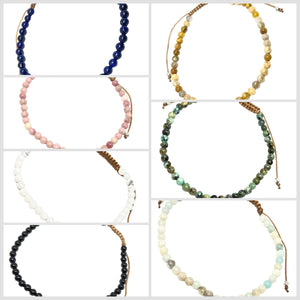Natural Gemstone Adjustable Anklet