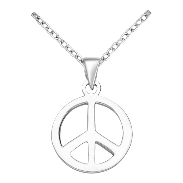 Peace Sign Sterling Silver Necklace