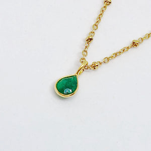 Celestial Dewdrop Gemstone Golden Pendant Necklace