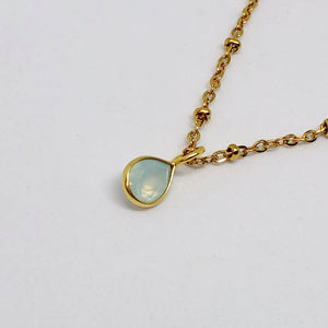 Celestial Dewdrop Gemstone Golden Pendant Necklace