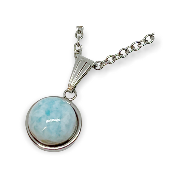 Simple Natural Design Round Gemstone Pendant Necklace