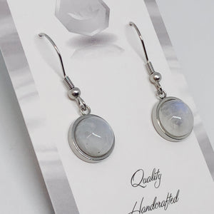 Rainbow Moonstone Round Earrings