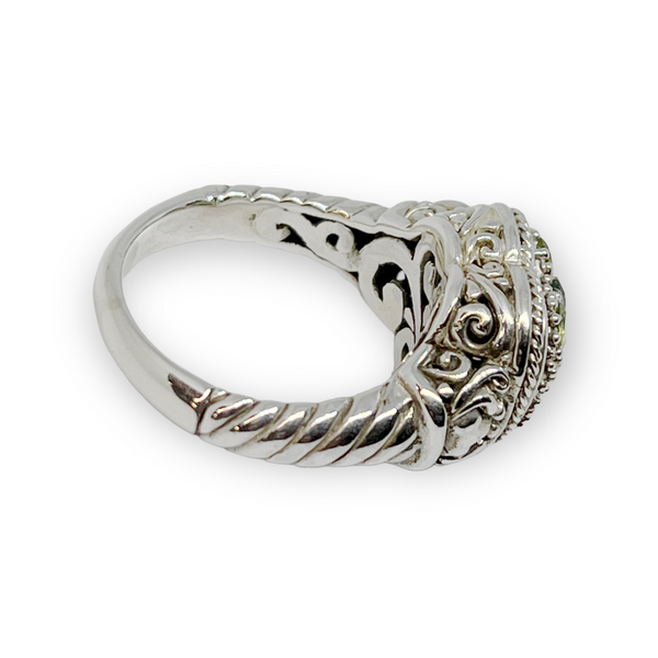 Jeweled Heart Sterling Silver Ring