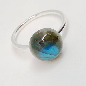 10mm Solitaire Gemstone Sterling Silver Ring