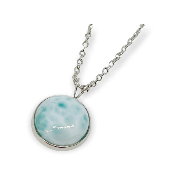 Simple Natural Design Round Gemstone Pendant Necklace