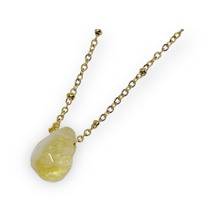 Faceted Dewdrop Gemstone Golden Necklace
