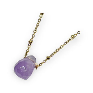 Faceted Dewdrop Gemstone Golden Necklace