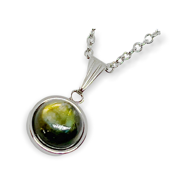 Simple Natural Design Round Gemstone Pendant Necklace