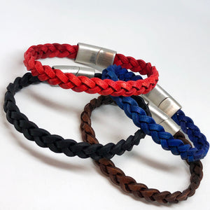 Braided Flat Cut Leather Bracelet