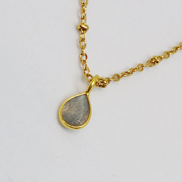 Celestial Dewdrop Gemstone Golden Pendant Necklace