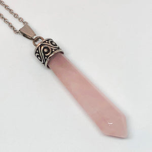 Large Gemstone Points Stainless Steel Necklace