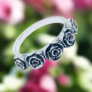 Rose Bouquet Sterling Silver Ring