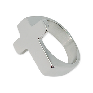 Sideways Cross Stainless Steel Ring