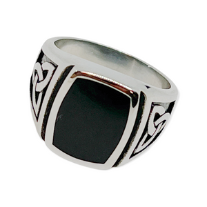 Black Signet Celtic Knot Stainless Steel Ring