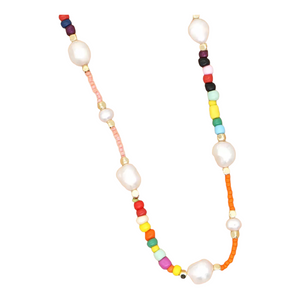 Boho Colorful Bead And Pearl Necklace