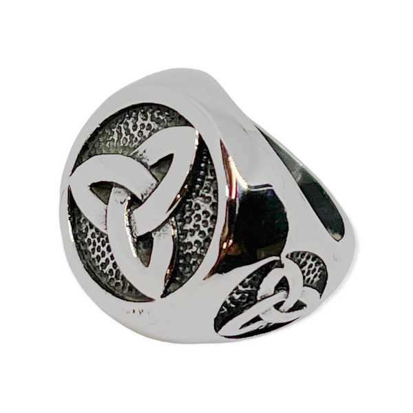 Round Signet Celtic Knot Stainless Steel Ring