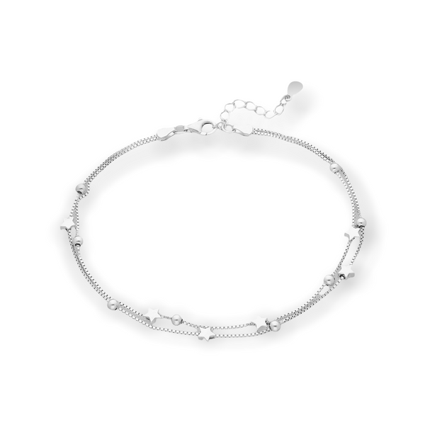 Ball And Star Sterling Silver Anklet