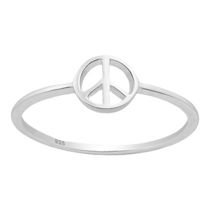 Peace Sign Sterling Silver Ring