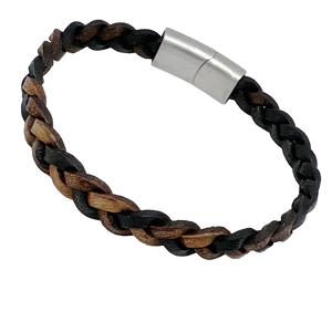 Braided Flat Cut Leather Bracelet