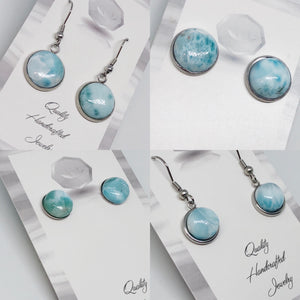 Larimar Round Earrings