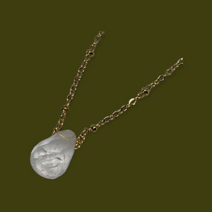 Faceted Dewdrop Gemstone Golden Necklace