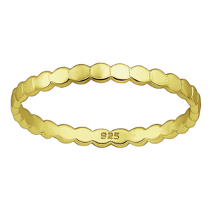 Golden Flat Ovals Sterling Silver Band Ring