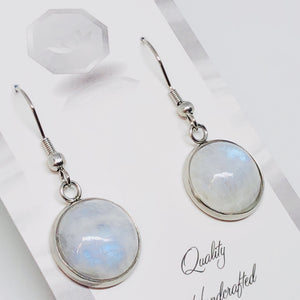 Rainbow Moonstone Round Earrings