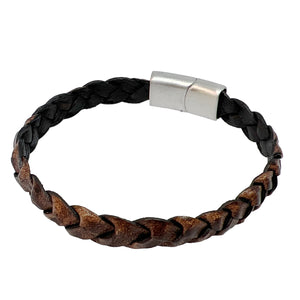 Flat Cut Braided Leather Bracelet