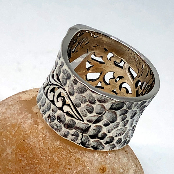 Pressed Leaf Sterling Silver Ring