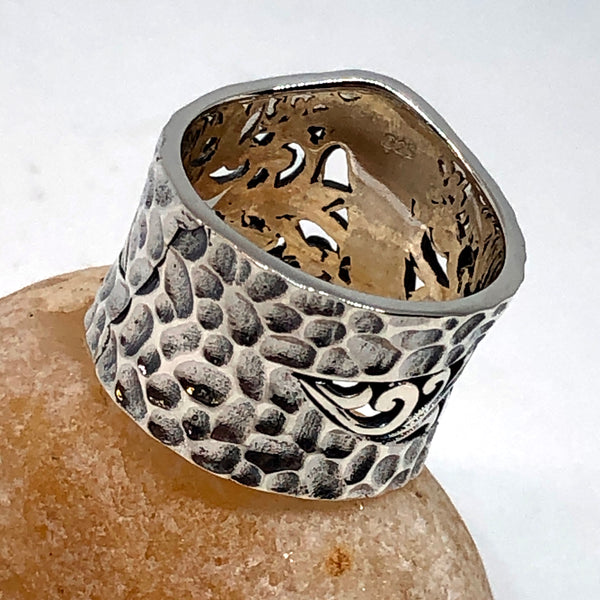Pressed Leaf Sterling Silver Ring