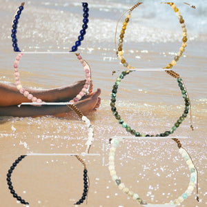 Natural Gemstone Adjustable Anklet