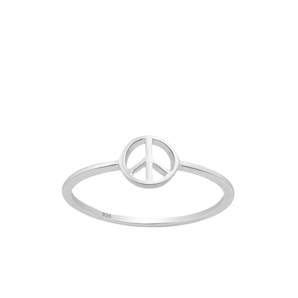 Peace Sign Sterling Silver Ring