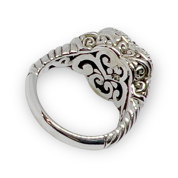 Jeweled Heart Sterling Silver Ring