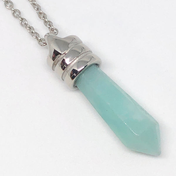 Small Gemstone Points Stainless Steel Necklace